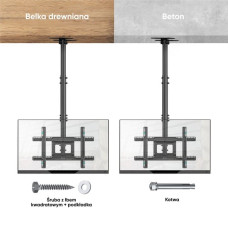 Onkron Ceiling mount for TV 32"-80" max 68 kg, tilt-swivel, black