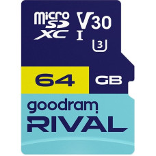 Goodram Karta GoodRam Rival MicroSDXC 64 GB Class 10 UHS-I/U3 V30 (GGSM3AA-0640R12)