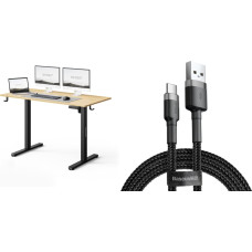 Sense7 Biurko SENSE7 NOJO LIGHT Jasnobrązowo-Czarne 120 cmx60 cm + kabel usb