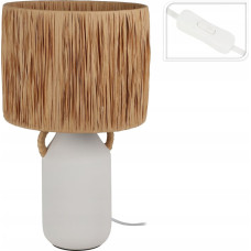 Home Styling Collection Lampa stołowa ceramiczna z kloszem z plecionki &Oslash; 24 x 42 cm