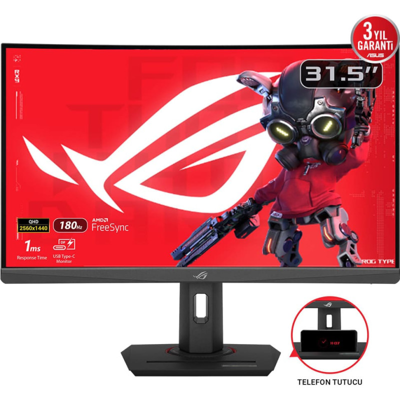 Asus ROG Strix XG32WCS PC lamekuvar 80 cm (31.5") 2560 x 1440 pikslit Quad HD LED Must