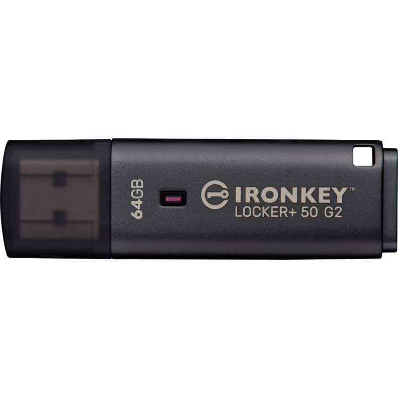 Kingston Technology IronKey Locker+ 50 G2 USB atmintukas 64 GB USB A tipo 3.2 Gen 1 (3.1 Gen 1) Juoda