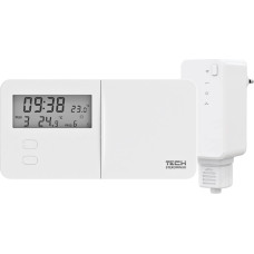 Tech Bezrzewodowy bateryjny regulator pokojowy dwustanowy biały T-9.2