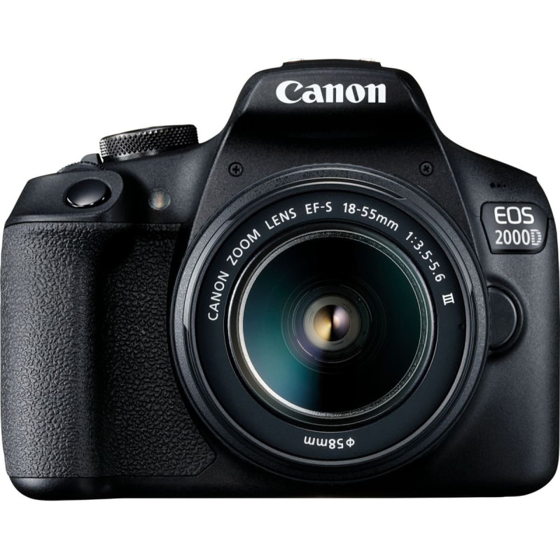 Canon EOS 2000D + EF-S 18-55mm f/3.5-5.6 III SLR fotoaparato komplektas 24,1 MP CMOS 6000 x 4000 pikseliai Juoda