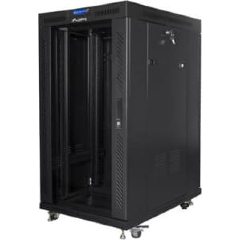 Lanberg Free-standing cabinet 19 inches 22U 800x1000 glass doors LCD (flat pack) V2 black